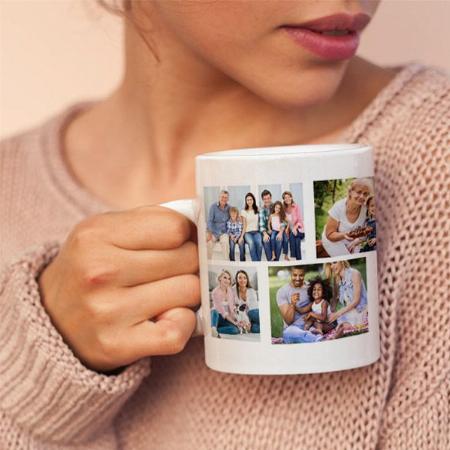 Trendy 8 Picture Masonry Grid White Customized Photo Printed Coffee Mug