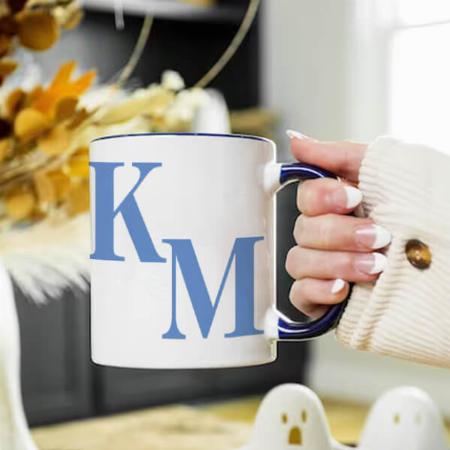 Minimalist Blue Letter Monogram Customized Photo Printed Coffee Mug