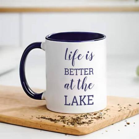 Navy Blue Typography Design Customized Photo Printed Coffee Mug