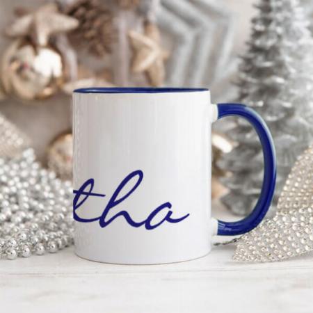 Elegant Trendy Monogram Blue Text Customized Photo Printed Coffee Mug