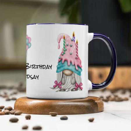 Pink Blue Birthday Candle Customized Photo Printed Coffee Mug