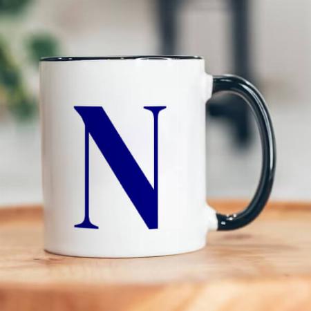 Navy Blue Letter Customized Photo Printed Coffee Mug