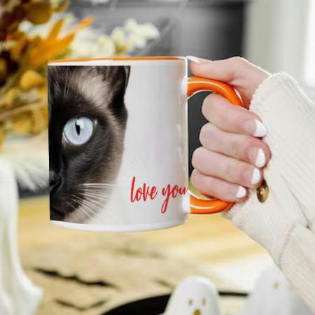 Monochrome Siamese Cat Love Customized Photo Printed Coffee Mug
