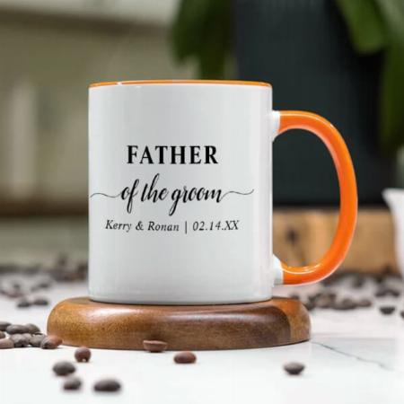 Father of the Groom Black and White Monogram Customized Photo Printed Coffee Mug