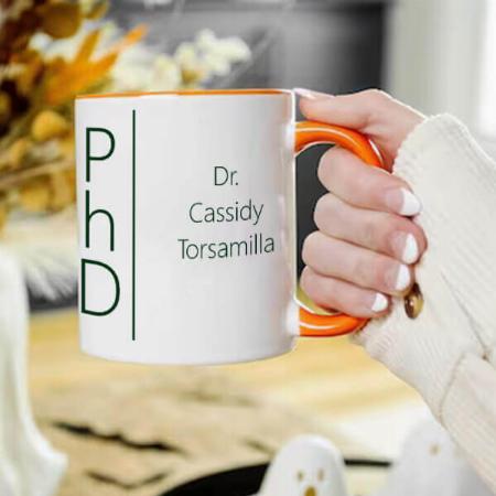 Graduate Name White Green PhD Customized Photo Printed Coffee Mug