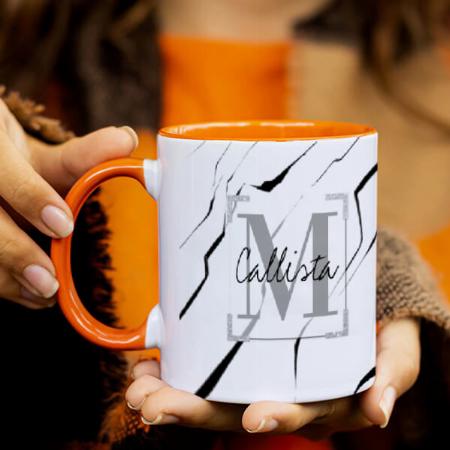 Modern Unique Black White Marble Monogram Customized Photo Printed Coffee Mug
