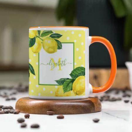 Monogram Lemon Customized Photo Printed Coffee Mug