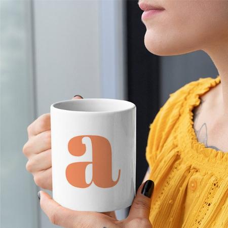 Modern Monogram Initial Letter in Orange Customized Photo Printed Coffee Mug