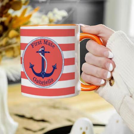 Anchor Navy First Mate Customized Photo Printed Coffee Mug