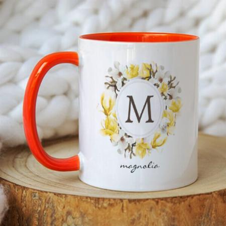 Floral Monogram Customized Photo Printed Coffee Mug