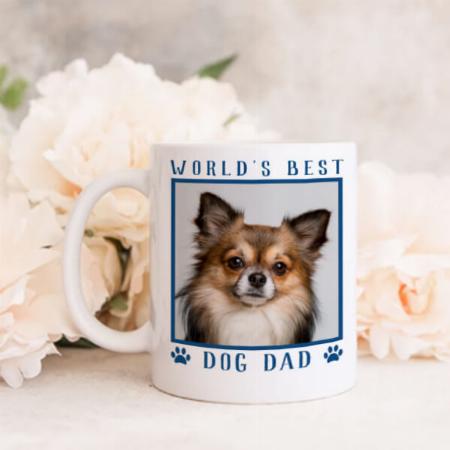 World's Best Dog Dad Blue Paw Print Customized Photo Printed Coffee Mug