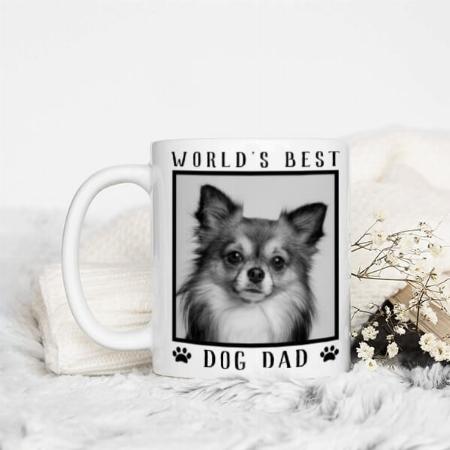 World's Best Dog Dad Paw Prints Black White Customized Photo Printed Coffee Mug