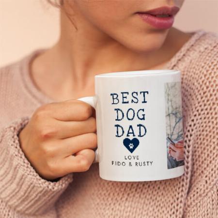 Best Dog Dad Paw In Heart Design Customized Photo Printed Coffee Mug