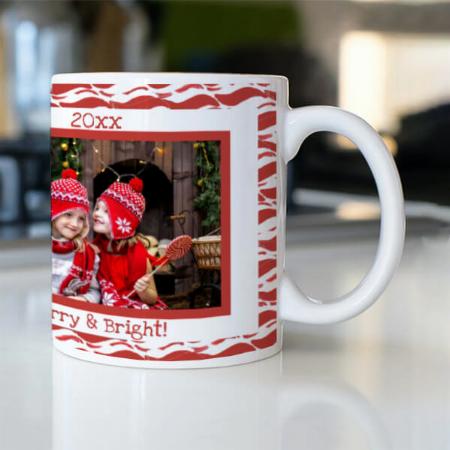 Christmas Candy Cane Pattern Customized Photo Printed Coffee Mug