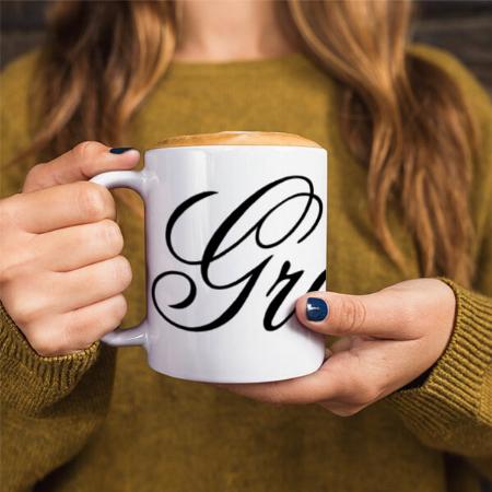 Modern script Groom Customized Photo Printed Coffee Mug