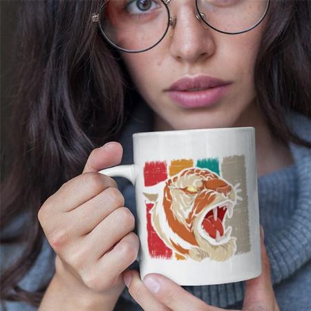 Retro Tiger With Tiger Face Customized Photo Printed Coffee Mug