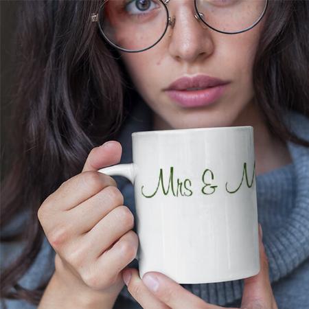 Style Mrs & Mrs Typography Customized Photo Printed Coffee Mug