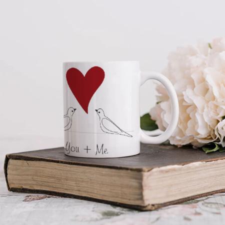 You and Me Simple Modern Birds Red Heart Customized Photo Printed Coffee Mug