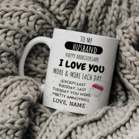 Wife to Husband Message on Anniversary Customized Photo Printed Coffee Mug