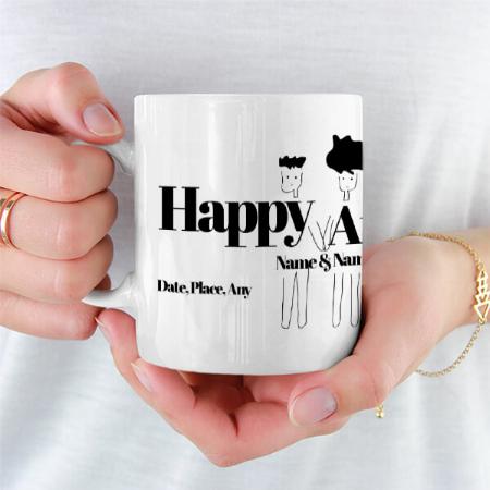 Couple Doodle Anniversary Customized Photo Printed Coffee Mug