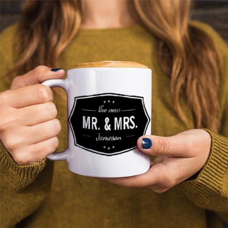 Retro Mr. and Mrs. Wedding Customized Photo Printed Coffee Mug
