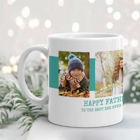Fathers Day Best Dad Ever 3 Photo Customized Photo Printed Coffee Mug