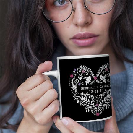 Filigree Heart, Wedding Customized Photo Printed Coffee Mug