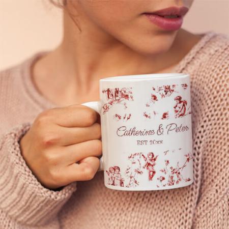 Cute Vintage Cupid Angels Floral Red Design Customized Photo Printed Coffee Mug