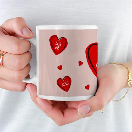 Happy Valentine's Day Cute Hearts Customized Photo Printed Coffee Mug