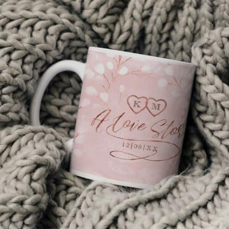 Pink Copper Snowdrops Wedding Design Customized Photo Printed Coffee Mug