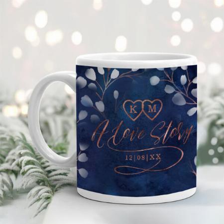 Navy Copper Snowdrops Wedding Customized Photo Printed Coffee Mug