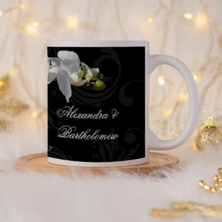 Black & White Orchid Design Customized Photo Printed Coffee Mug