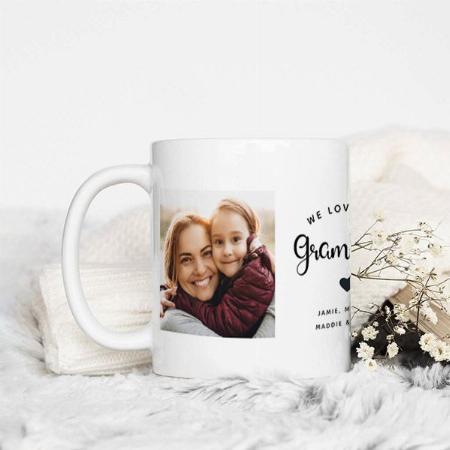 Love you Grammy Hearts Customized Photo Printed Coffee Mug