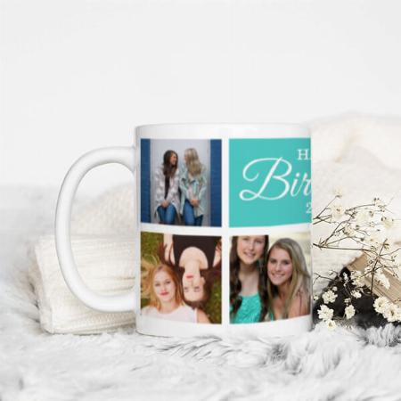 8 Photo Collage Happy Birthday Design Customized Photo Printed Coffee Mug