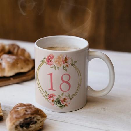18th Birthday Pink Floral Customized Photo Printed Coffee Mug