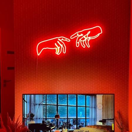 Hands of Creation Neon Sign Wall Hanging