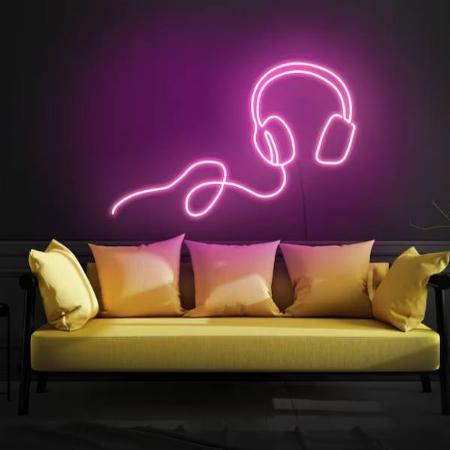Headphones Music Neon Sign Wall Hanging