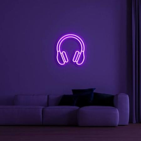 Headphones Music Neon Sign Wall Hanging