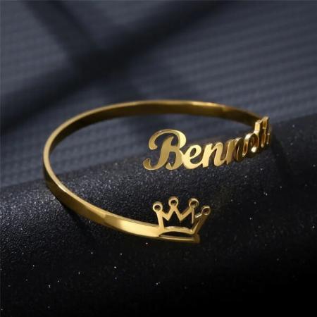 Name with Crown Customized Unisex Name Bracelet