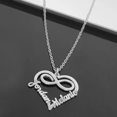 Couple Infinity Heart Customized Name Necklace Pendants