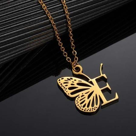 Initial Butterfly Design Customized Name Necklace Pendants