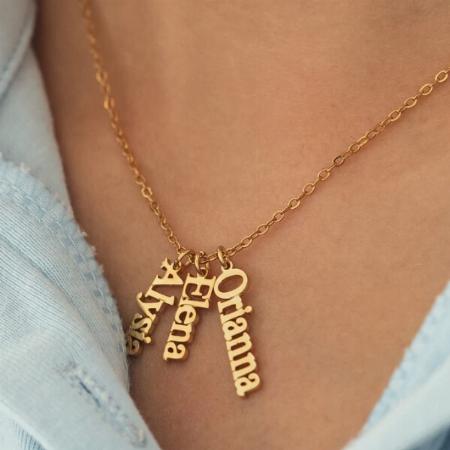 Vertical Multiple Names Customized Name Necklace Pendants