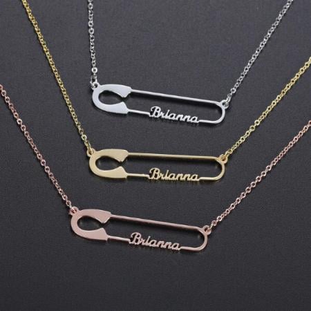Safety Pin Design Name Customized Name Necklace Pendants