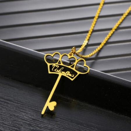 Key Heart with Name Customized Name Necklace Pendants