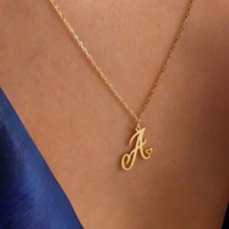 Gold Initial Heart Customized Name Necklace Pendants
