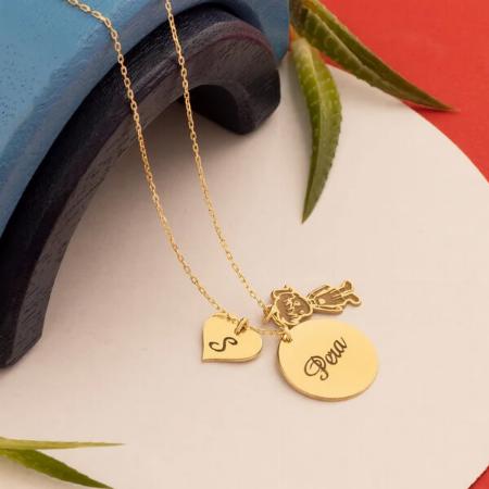 Little Girl Initial with Name Customized Name Necklace Pendants