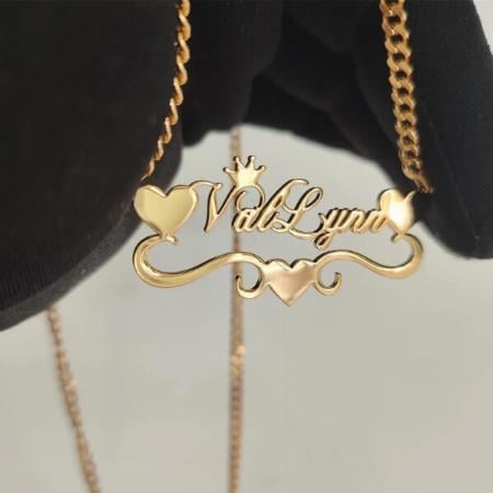Modern Gold with Heart Design Customized Name Necklace Pendants