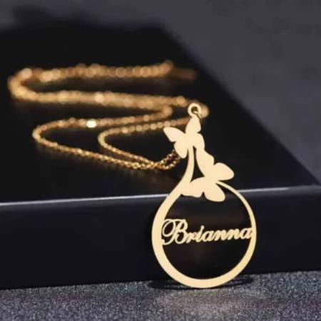 Golden Butterflies with Name Customized Name Necklace Pendants