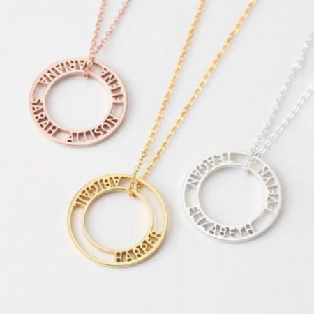 Two Circle Design with Name Customized Name Necklace Pendants