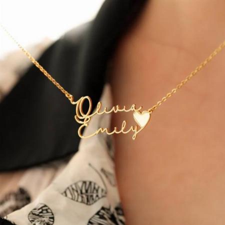 Gold Couple Name Customized Name Necklace Pendants